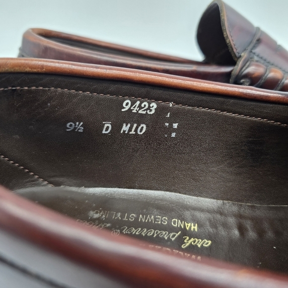 Whippet Wright Shoe Men’s 9.5D Burgundy Arch Preserver Hand Sewn Loafers - Picture 3 of 8